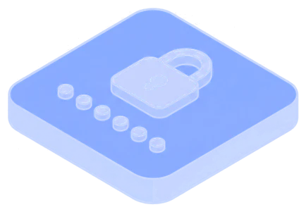 A padlock on a tile, with five code dots.